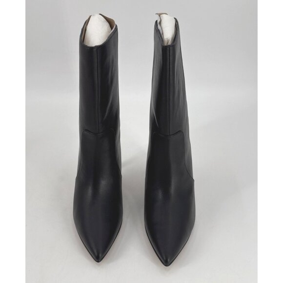 Lisa Vicky Women's Boots Black Leather Pointed Toe Stiletto Mid Calf Size 10 - Picture 2 of 13